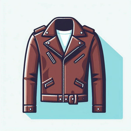Vector illustration of brown leather jacket isolated on white background. Cartoon style.のイラスト素材