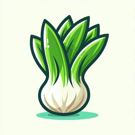 Illustration of a fresh green onion on a white background - vectorのイラスト素材