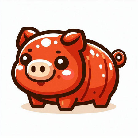 Cute cartoon pig. Vector illustration isolated on a white background.のイラスト素材