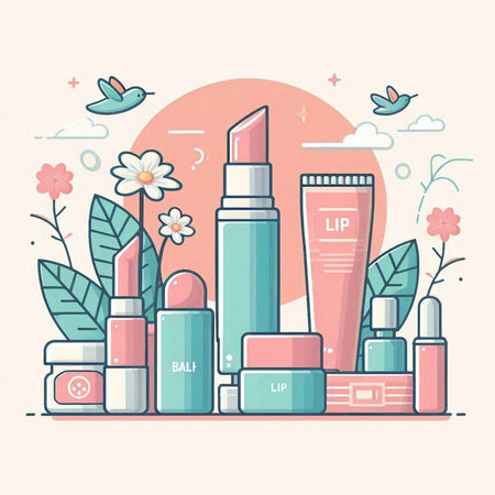 Cosmetics and skincare. Vector illustration in flat style.のイラスト素材