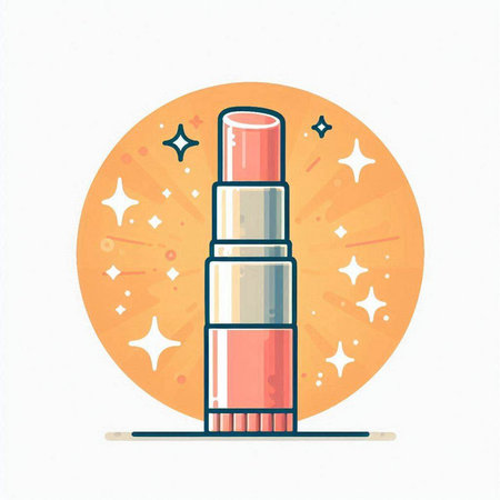Lipstick icon. Vector illustration in flat style on white background.のイラスト素材