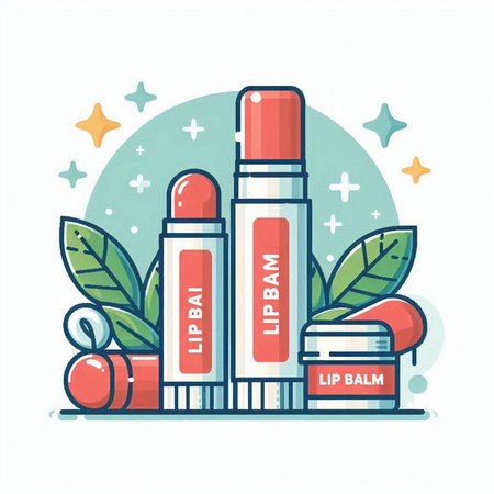 Lipstick and cosmetic products. Vector illustration in flat style.のイラスト素材