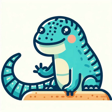 Illustration of a cute baby lizard isolated on a white background.のイラスト素材