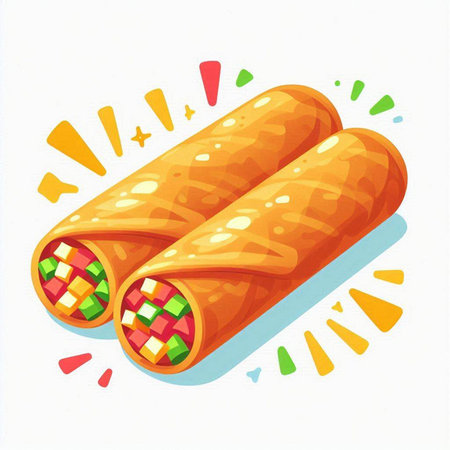 Illustration of a roll of burritos on a white backgroundのイラスト素材