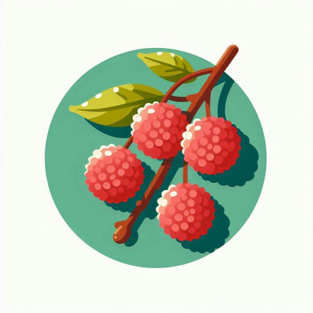 Lychee fruit icon. Vector illustration of a bunch of lychees.のイラスト素材