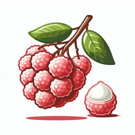 Raspberry vector illustration isolated on white background. Ripe raspberriesのイラスト素材