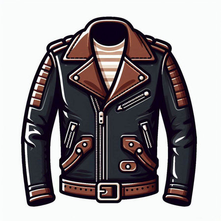 Vintage leather jacket isolated on a white background. Vector illustration.のイラスト素材