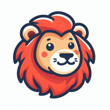 Lion head mascot. Cute animal vector illustration isolated on white background.のイラスト素材