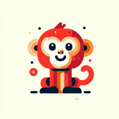 Cute monkey. Vector illustration in flat style. Isolated on white background.のイラスト素材