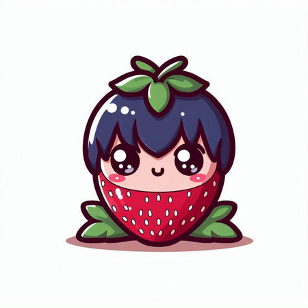 Cute cartoon strawberry character. Vector illustration isolated on white background.のイラスト素材