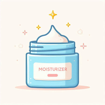 Cosmetic cream jar with moisturizing cream. Vector illustration in cartoon style.のイラスト素材