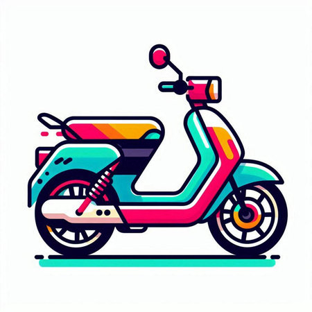 Colorful scooter isolated on a white background. Vector illustration.のイラスト素材