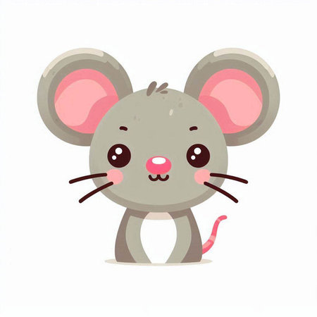 Cute cartoon mouse. Vector illustration isolated on a white background.のイラスト素材