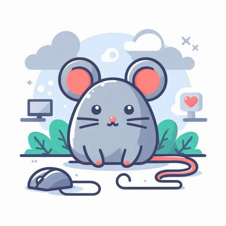 Cute mouse. Vector illustration of a mouse in flat style.のイラスト素材