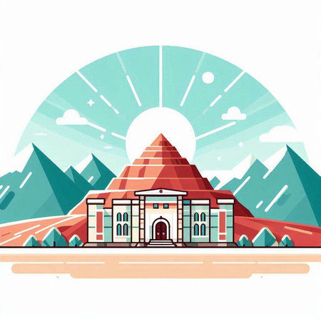 Egyptian temple. Vector illustration in flat style for your design.のイラスト素材