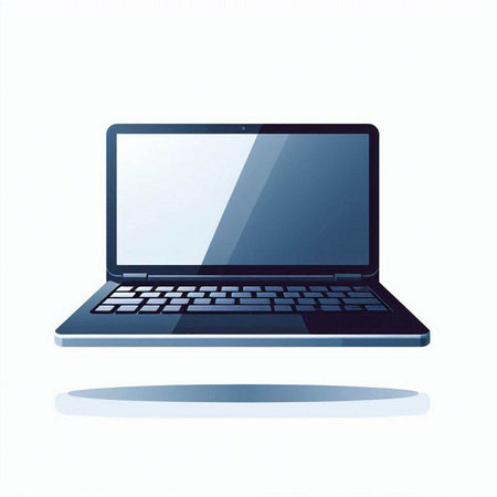 Laptop computer with blank screen isolated on white background. Vector illustration.のイラスト素材