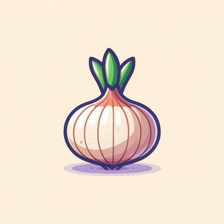 Illustration of a cartoon onion. Vector illustration of a vegetable.のイラスト素材