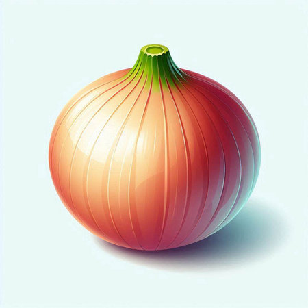 Illustration of onion on a light blue background, vector illustration.のイラスト素材