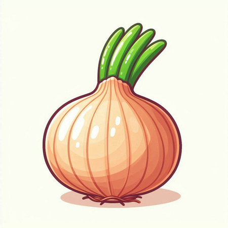 Illustration of a onion on a white background. Vector illustration.のイラスト素材