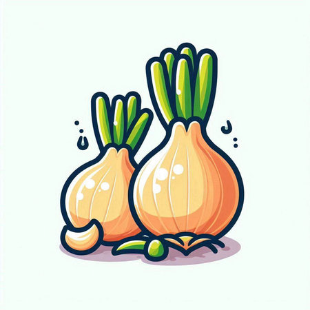 Illustration of onion vegetable cartoon doodle style vector graphic artのイラスト素材