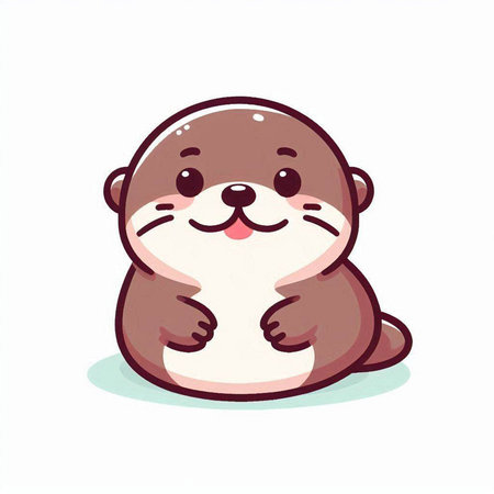 Cute otter cartoon vector illustration. Cute animal character.のイラスト素材