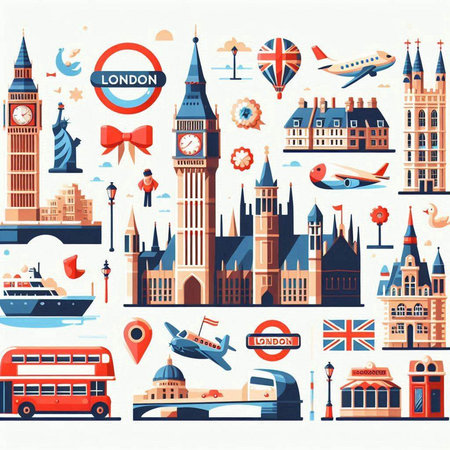 Big Ben, London, England, United Kingdom, United Kingdom. Travel and tourism concept. Vector illustrationのイラスト素材