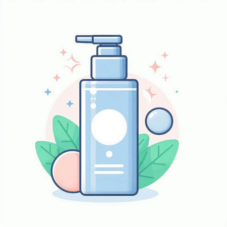 Cosmetic bottle with dispenser, cream, gel, lotion, lotion. Vector illustration.のイラスト素材