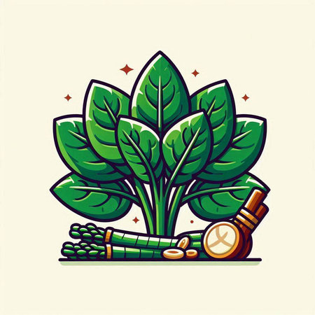 Illustration of a green tree with leaves and a smoking pipe.のイラスト素材