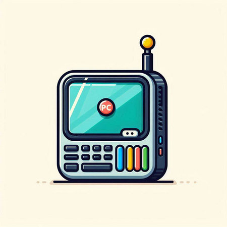 Retro portable radio icon. Vector illustration in flat cartoon style.のイラスト素材