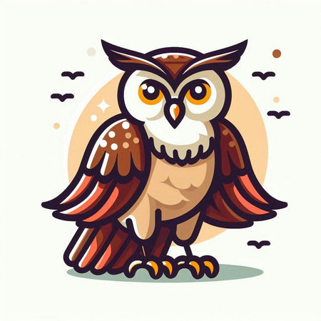 Owl cartoon vector illustration. Cute cartoon character. Cute owl.のイラスト素材