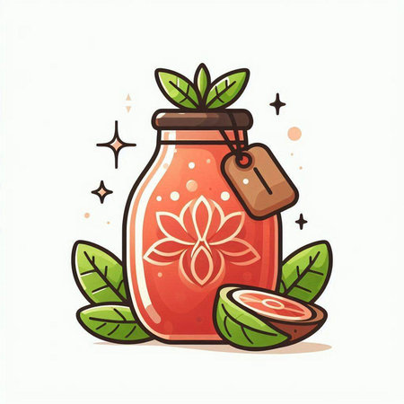 Passion fruit smoothie in a glass with a straw. Vector illustration.のイラスト素材