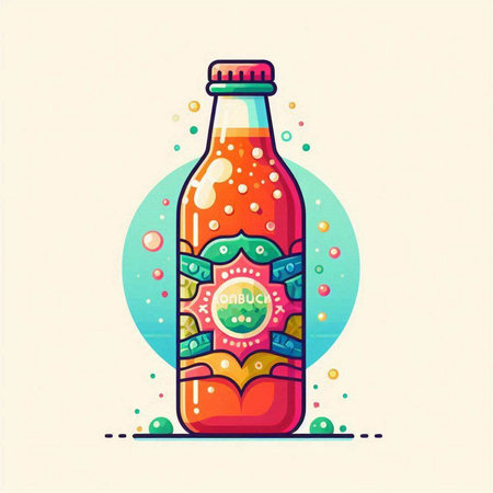 Kombucha vector illustration. Hand drawn doodle kombucha icon.のイラスト素材