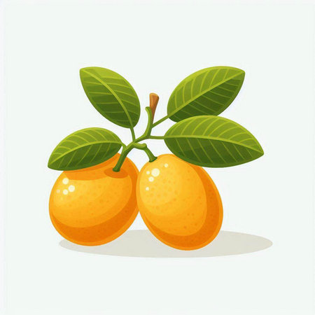 Kumquat fruit isolated on white background. Vector illustration.のイラスト素材