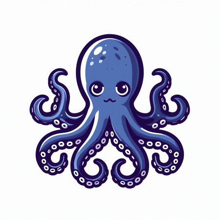 Cute cartoon octopus. Vector illustration isolated on white background.のイラスト素材