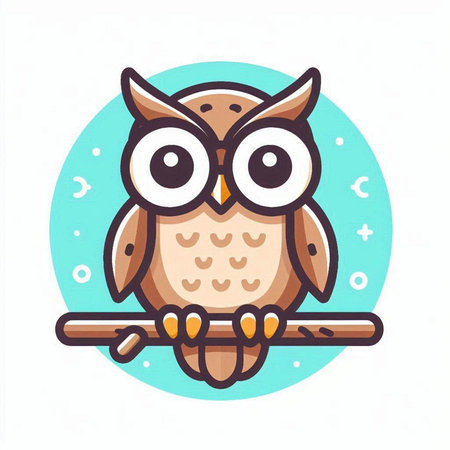 Owl with big eyes. Vector illustration in a flat style.のイラスト素材