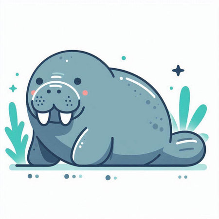 Vector illustration of a cute seal on a white background. Flat style.のイラスト素材