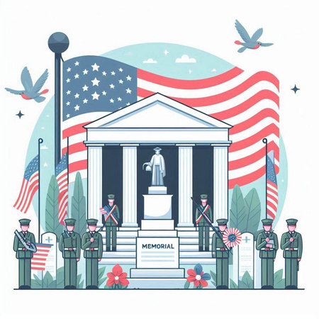 Patriotic composition with american flag and statue of liberty. Vector illustrationのイラスト素材