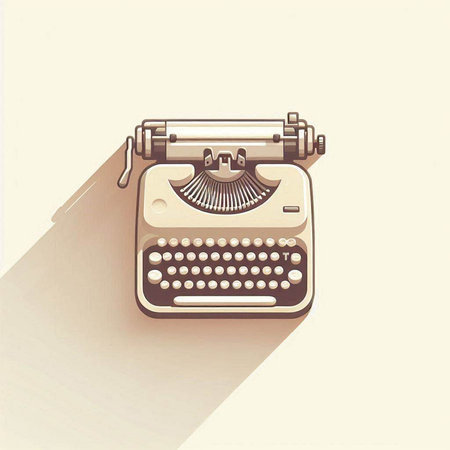 Retro typewriter with shadow on white background. Vector illustration.のイラスト素材