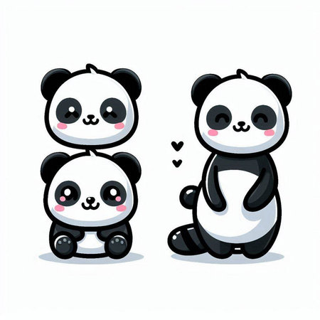 Cute panda couple in love. Vector cartoon character illustration.のイラスト素材
