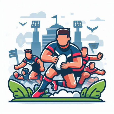 Rugby player. Vector illustration of a rugby player in action.のイラスト素材