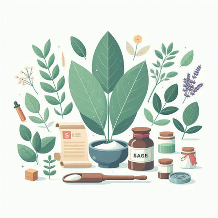 Herbs and spices. Herbal medicine. Flat vector illustration.のイラスト素材