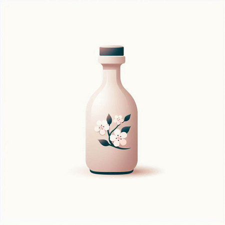 Vector illustration of a bottle with a floral pattern on a white backgroundのイラスト素材