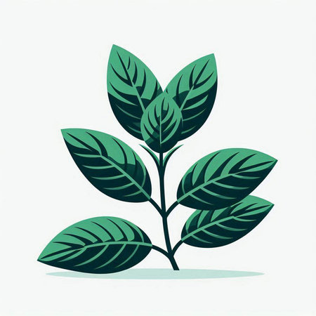 Plant icon with leaves on a white background. Vector illustration.のイラスト素材