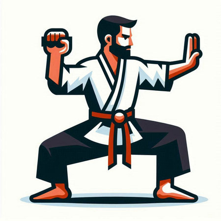 Tae Kwon Do fighter. Vector illustration in cartoon style.のイラスト素材