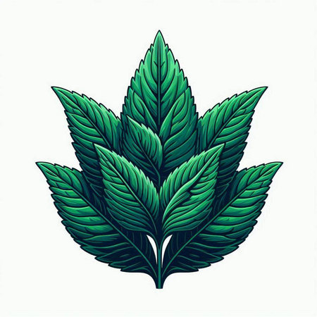 Leaves of a plant on a white background. Vector illustration.のイラスト素材