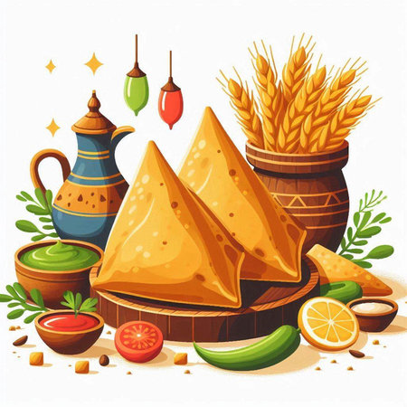Mexican food vector illustration. Traditional mexican food illustration.のイラスト素材