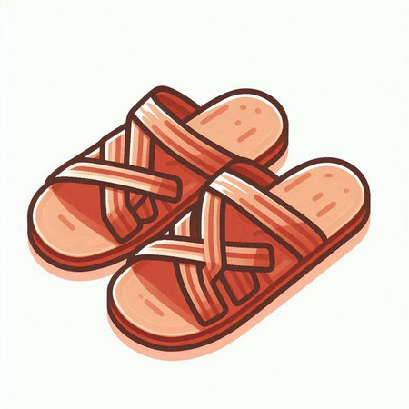 Hand drawn pair of flip flops isolated on white background. Vector illustration.のイラスト素材