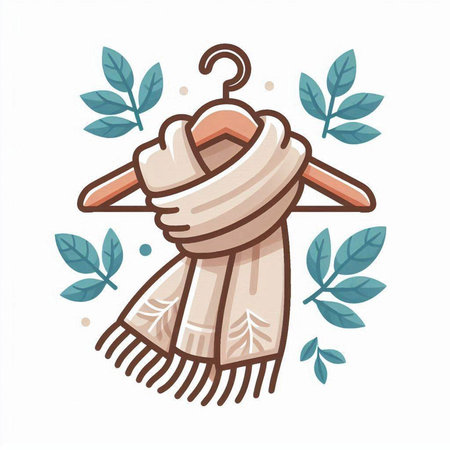 Vector illustration of a scarf with a hanger on a white backgroundのイラスト素材