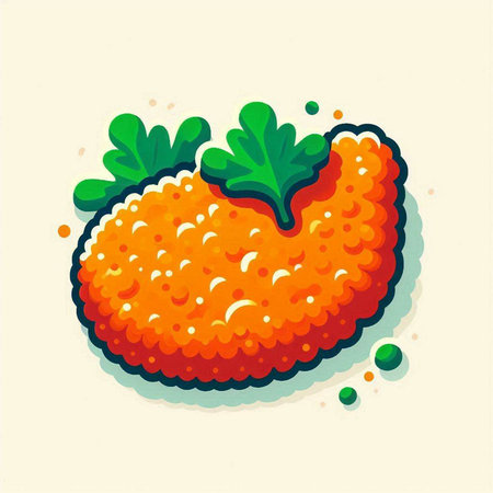 Illustration of a carrot with parsley on a light background.のイラスト素材