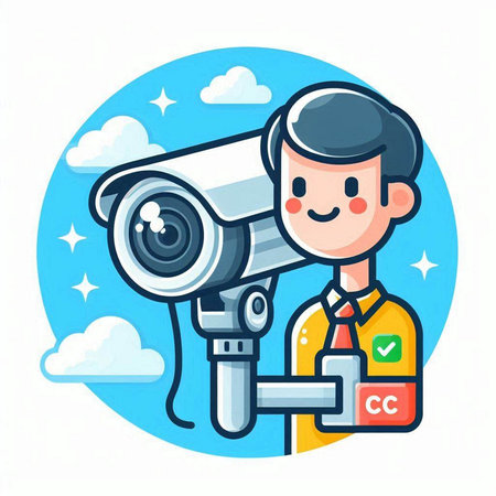 Cctv security camera. Vector illustration in flat cartoon style.のイラスト素材